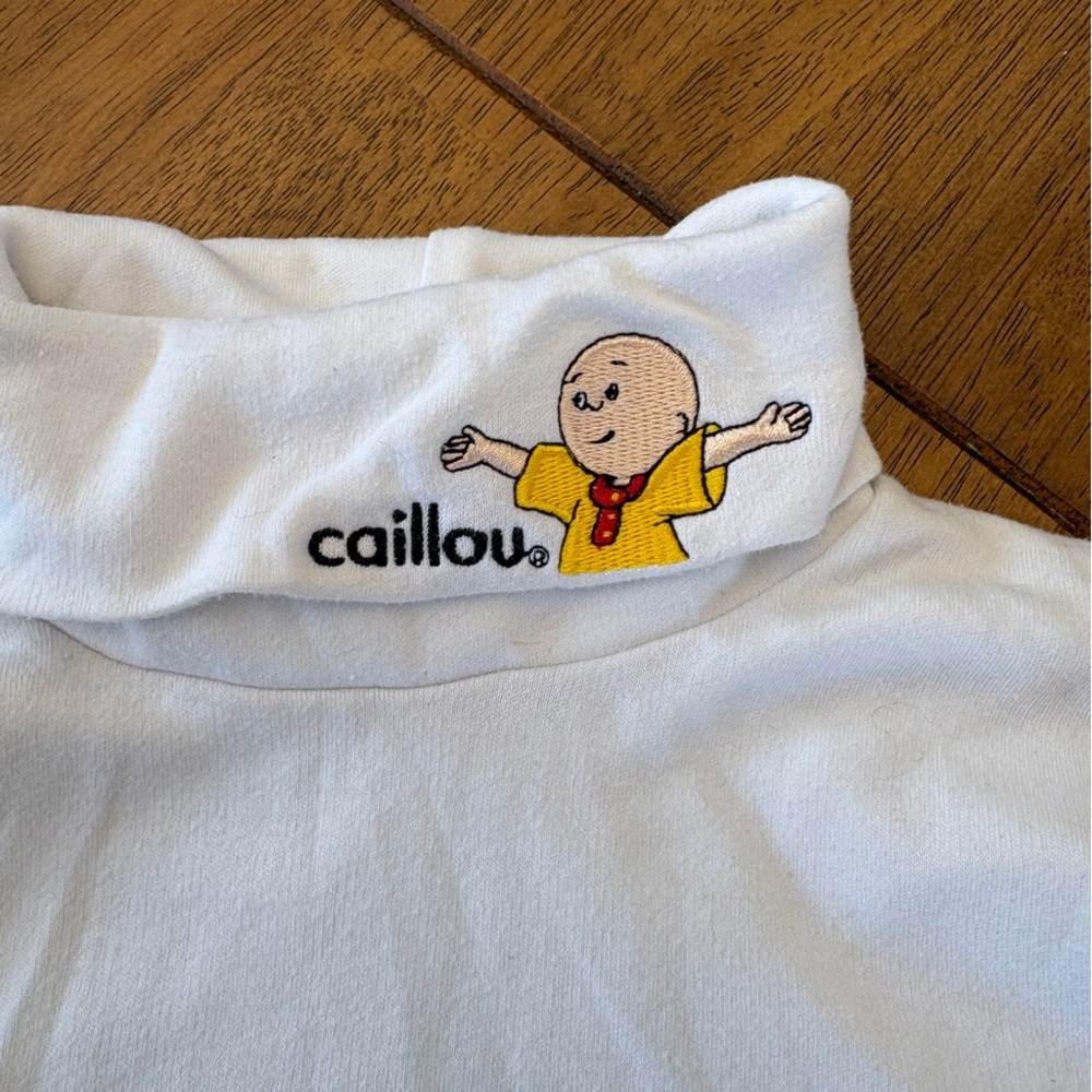 Y2K Vintage Caillou Rare White Baby Toddler Turtleneck Size 2T
